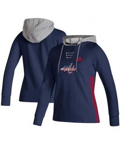 Women's Navy Washington Capitals Skate Lace AEROREADY Pullover Hoodie Navy $40.85 Sweatshirts