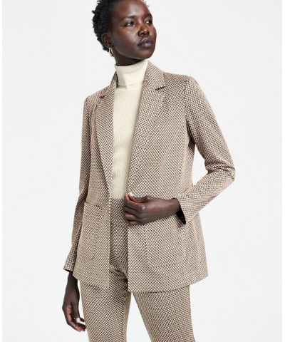 Women's Chevron Open-Front Blazer Latte Multi $48.57 Jackets