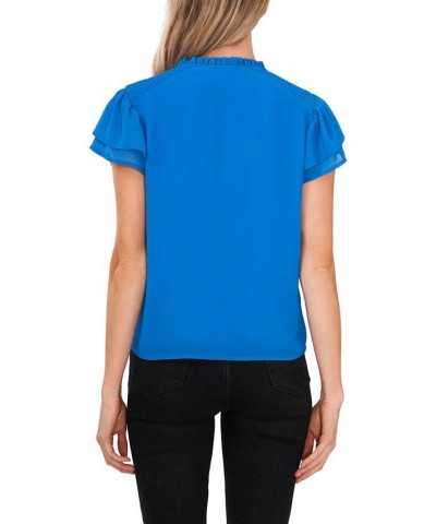 Women's Yoryu Flutter Sleeve Blouse Blue $27.79 Tops