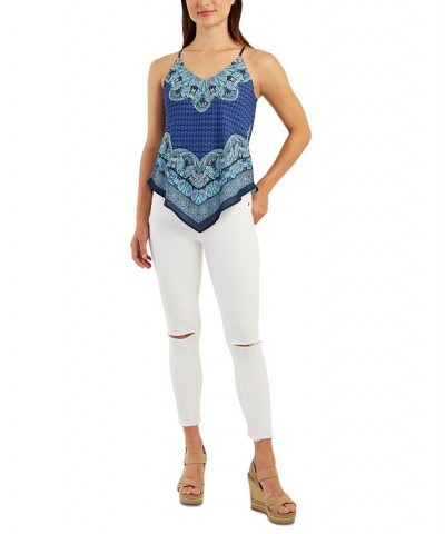 Juniors' V-Hem Bandana-Print Sleeveless Top Pat J $12.10 Tops