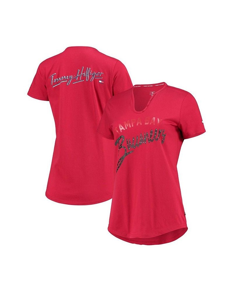 Women's Red Tampa Bay Buccaneers Riley V-Neck T-shirt Red $19.11 Tops