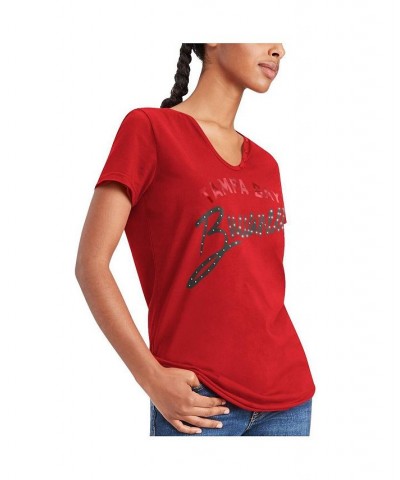 Women's Red Tampa Bay Buccaneers Riley V-Neck T-shirt Red $19.11 Tops