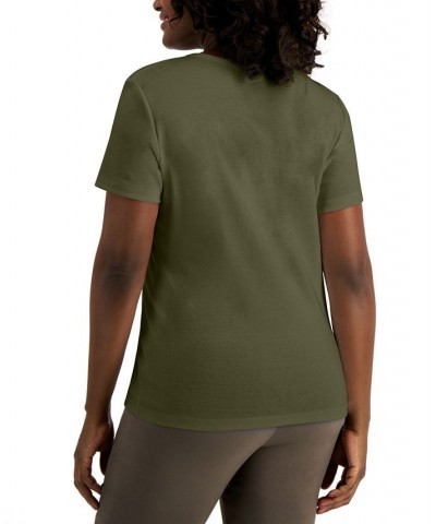 Cotton V-Neck Top Winter Moss $9.87 Tops