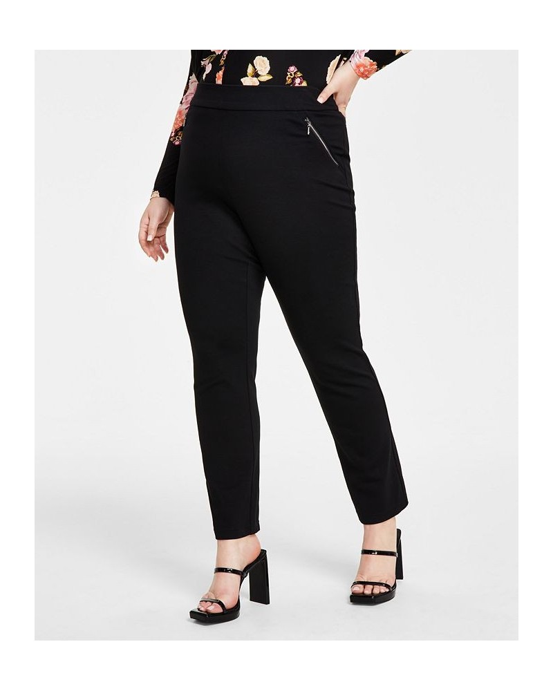 Plus Size High Rise Pull-On Straight-Leg Pants Deep Black $29.85 Pants