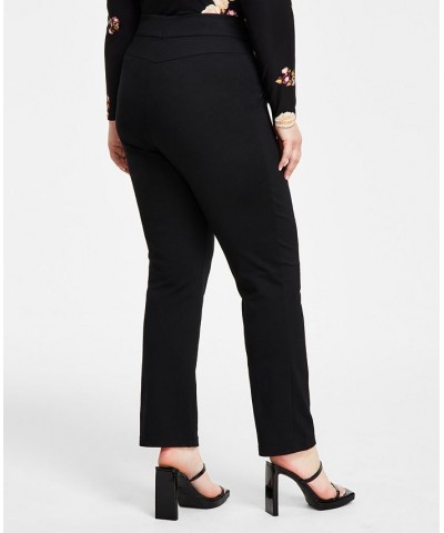 Plus Size High Rise Pull-On Straight-Leg Pants Deep Black $29.85 Pants