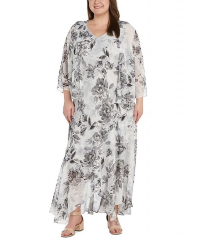 Plus Size 2-Pc. Floral-Print Dress & Jacket Black Silver $70.03 Dresses