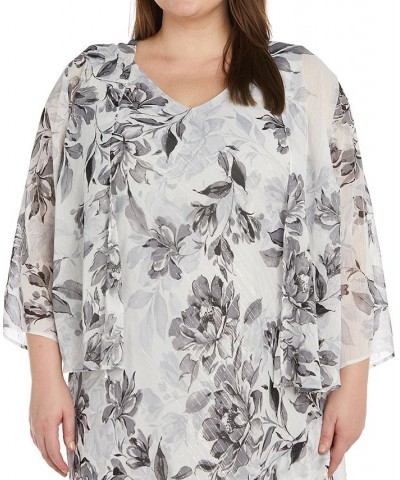 Plus Size 2-Pc. Floral-Print Dress & Jacket Black Silver $70.03 Dresses