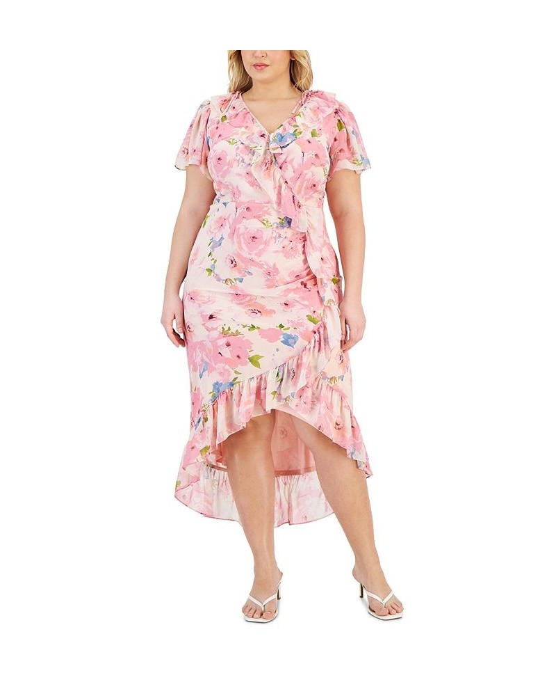 Plus Size Floral-Print Flutter-Sleeve Faux-Wrap Dress Dusty Rose $71.52 Dresses