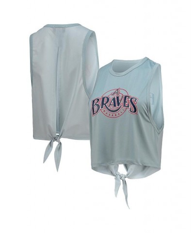 Women's Light Blue Atlanta Braves Open Back Twist-Tie Tank Top Blue $28.59 Tops