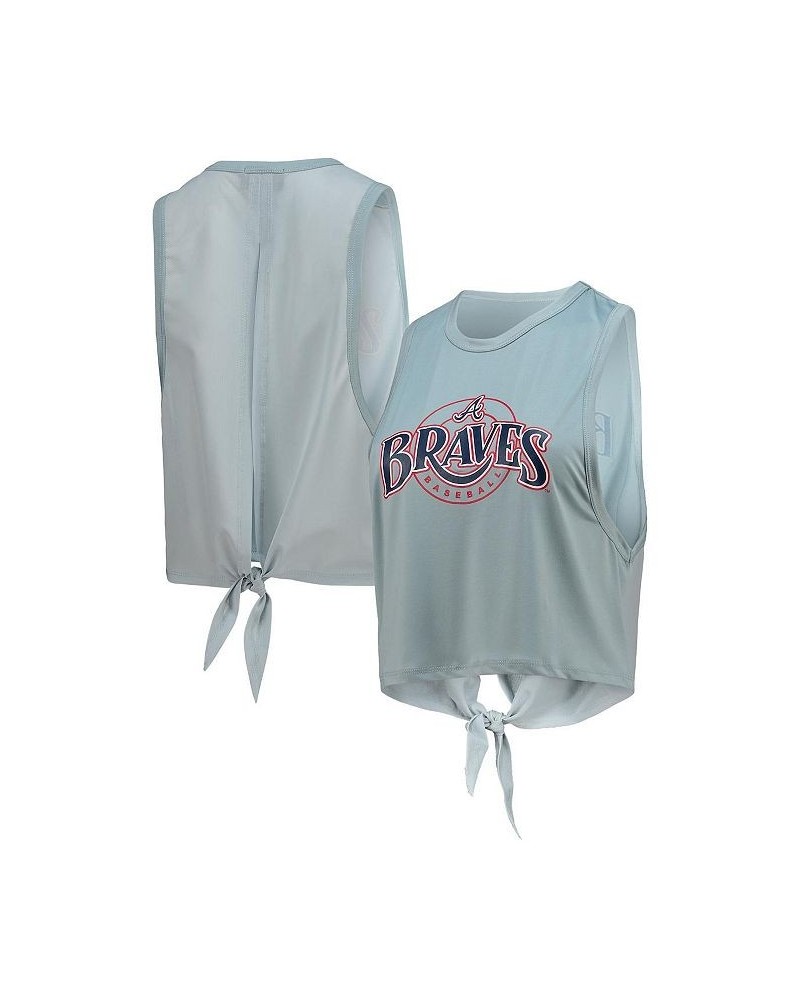 Women's Light Blue Atlanta Braves Open Back Twist-Tie Tank Top Blue $28.59 Tops