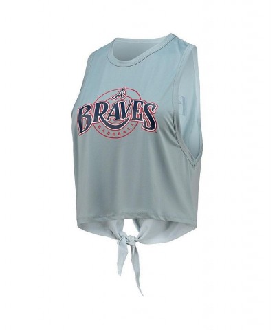 Women's Light Blue Atlanta Braves Open Back Twist-Tie Tank Top Blue $28.59 Tops