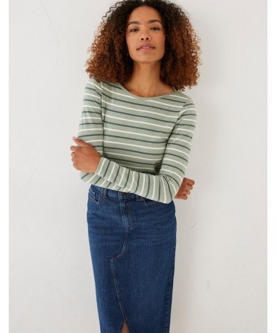 Organic Cotton Multi Breton Tee - Women's Green $21.71 Tops