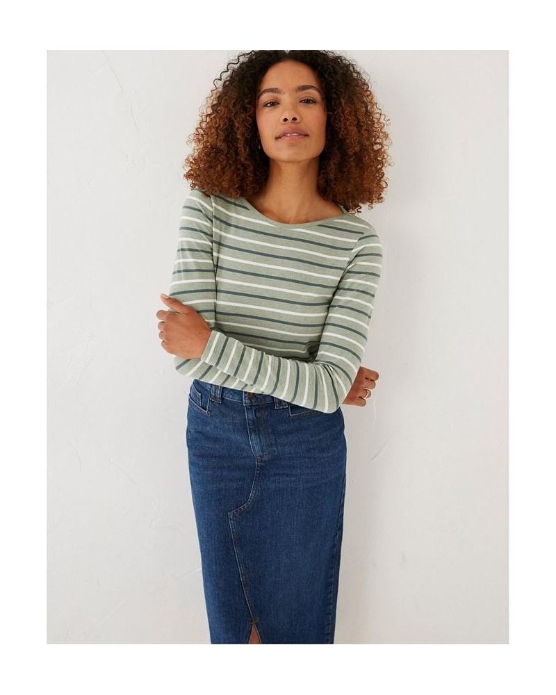 Organic Cotton Multi Breton Tee - Women's Green $21.71 Tops