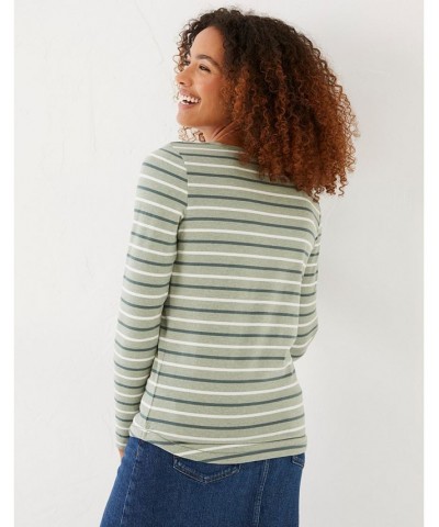 Organic Cotton Multi Breton Tee - Women's Green $21.71 Tops