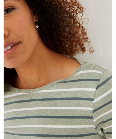 Organic Cotton Multi Breton Tee - Women's Green $21.71 Tops