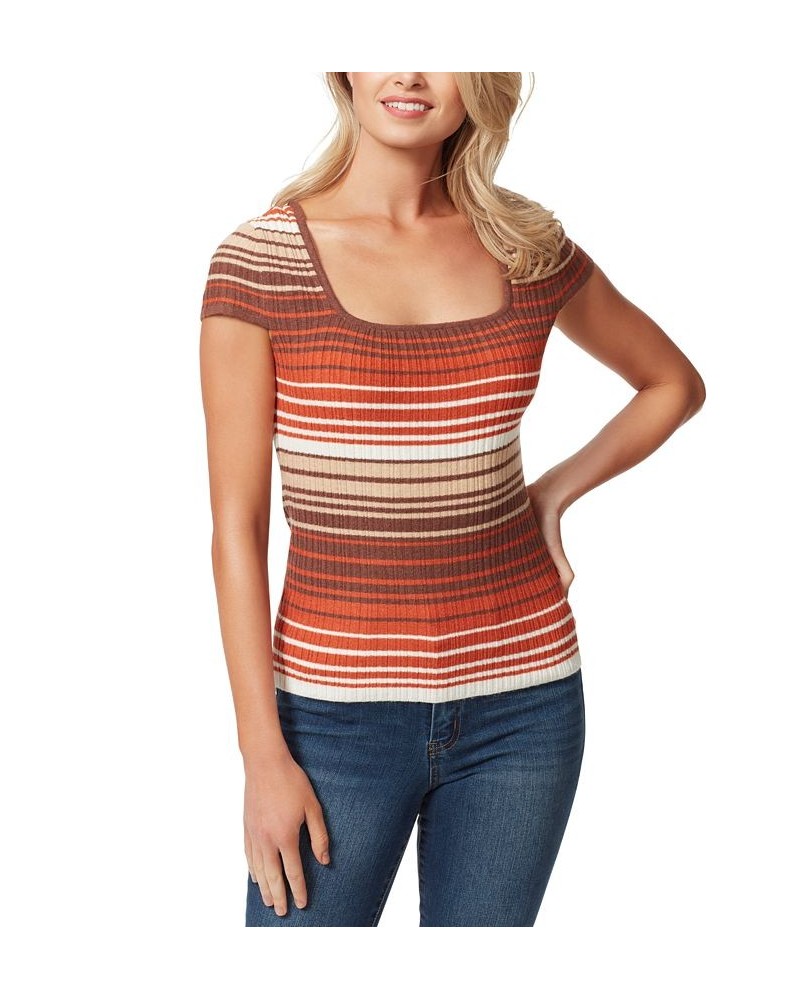 Women's Fiona Striped Ribbed-Knit Top Sandstorm Wash $22.64 Tops