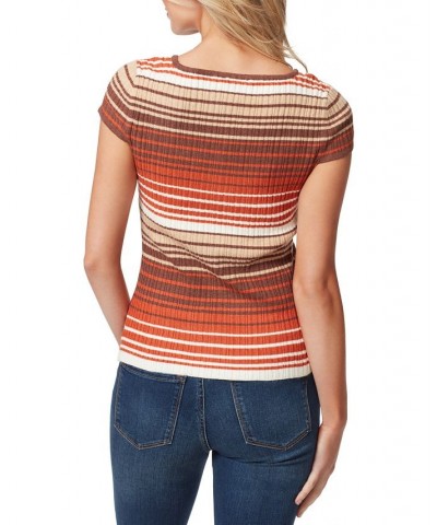 Women's Fiona Striped Ribbed-Knit Top Sandstorm Wash $22.64 Tops