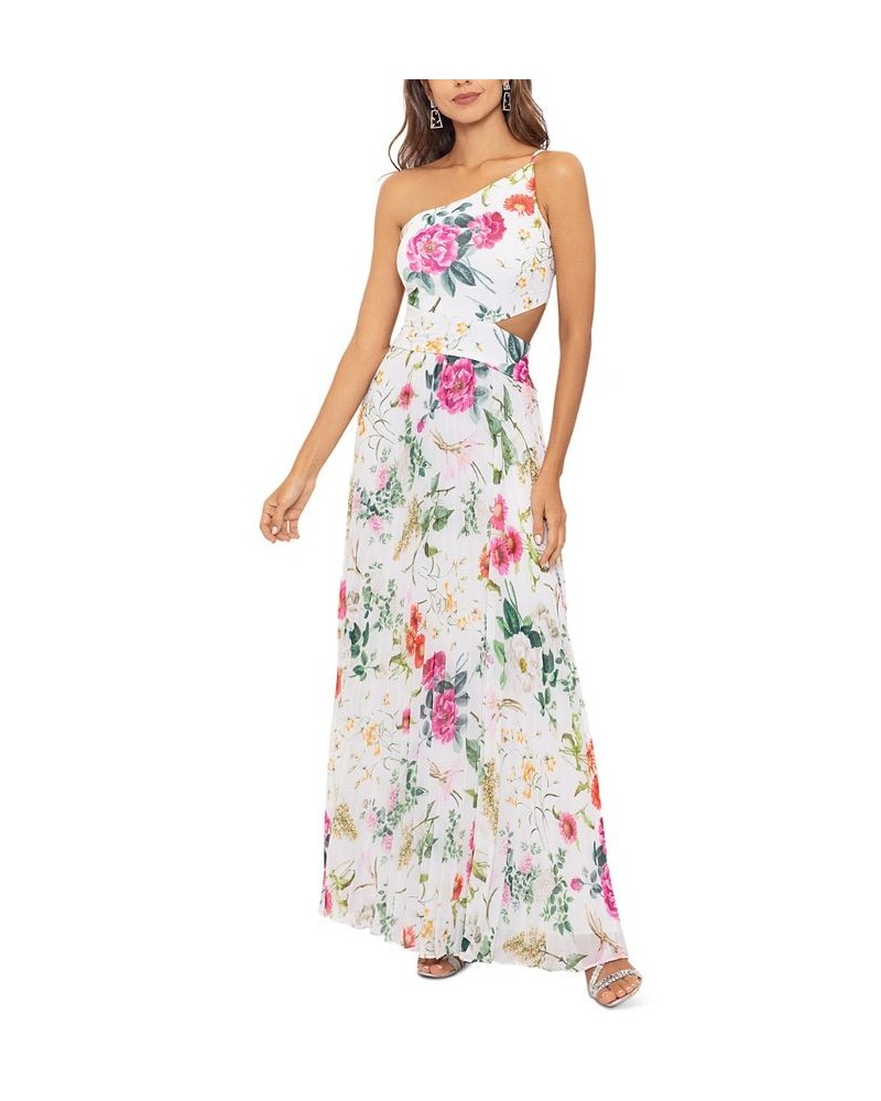 Women's Floral-Print One-Shoulder Gown White Multi $114.39 Dresses