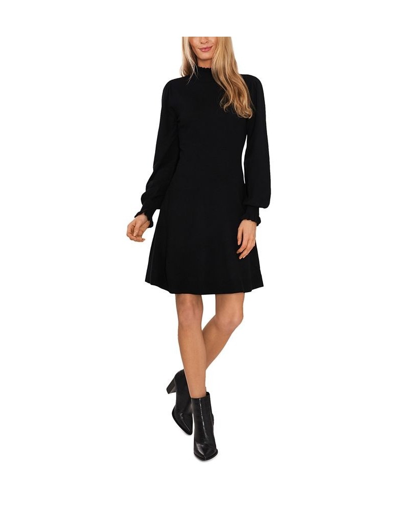 Women's Mock Neck Sweater Dress Black $43.96 Dresses