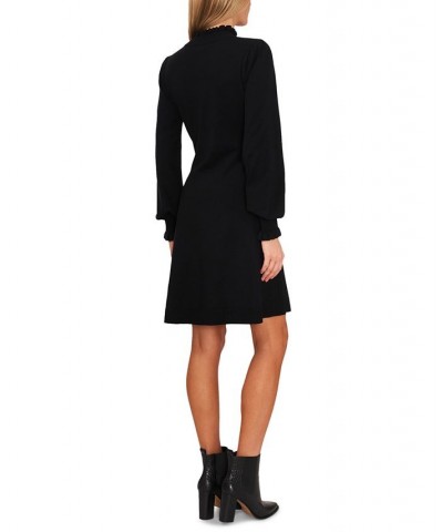 Women's Mock Neck Sweater Dress Black $43.96 Dresses