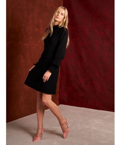 Women's Mock Neck Sweater Dress Black $43.96 Dresses