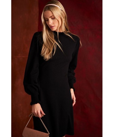 Women's Mock Neck Sweater Dress Black $43.96 Dresses