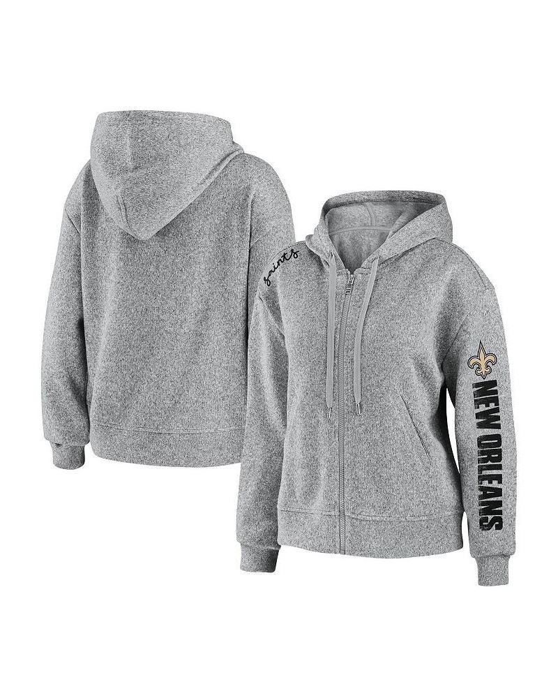 Women's Heathered Gray New Orleans Saints Full-Zip Hoodie Heathered Gray $33.58 Sweatshirts