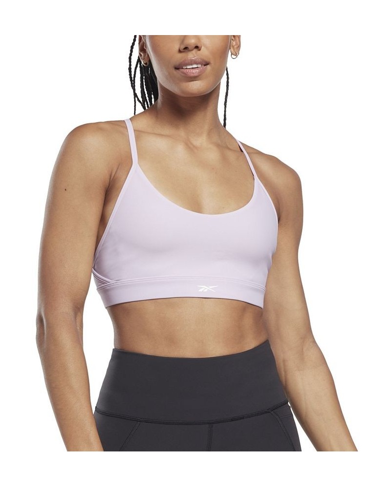 Women's Lux Strappy Medium-Impact Sports Bra Purple $24.50 Bras