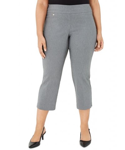 Plus Size Tummy-Control Capri Pants Light Grey Heather $17.50 Pants