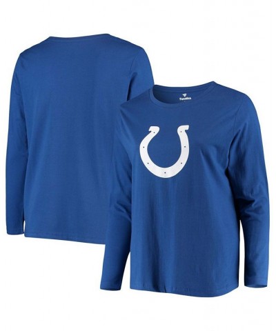 Women's Plus Size Royal Indianapolis Colts Primary Logo Long Sleeve T-shirt Royal Blue $22.05 Tops