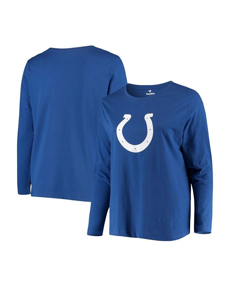 Women's Plus Size Royal Indianapolis Colts Primary Logo Long Sleeve T-shirt Royal Blue $22.05 Tops