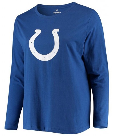 Women's Plus Size Royal Indianapolis Colts Primary Logo Long Sleeve T-shirt Royal Blue $22.05 Tops