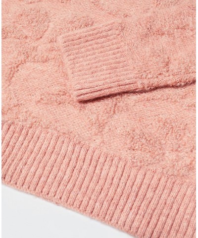 Women's Jacquard Knitted Sweater Pink $41.40 Sweaters