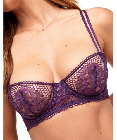 Evah Women's Unlined Balconette Bra Purple $25.28 Bras