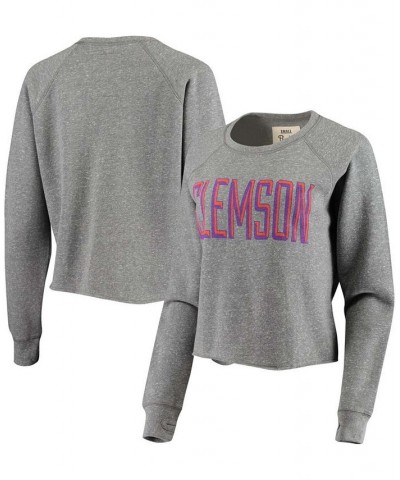 Women's Heathered Gray Clemson Tigers Sawyer Knobi Cropped Raglan Pullover Sweatshirt Heathered Gray $29.90 Sweatshirts