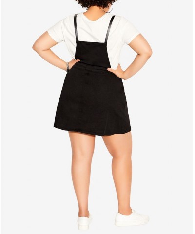 Trendy Plus Size Denim Pinafore Square Neck Dress Black $43.56 Dresses