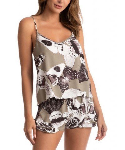 Women's Rochelle Printed Cami & Tap Set Olive $17.50 Sleepwear