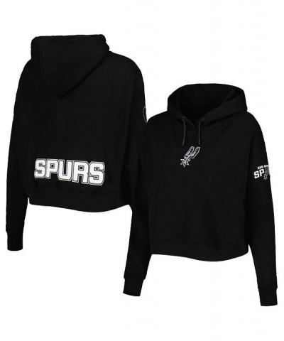 Women's Black San Antonio Spurs Classic Fleece Cropped Pullover Hoodie Black $45.04 Sweatshirts