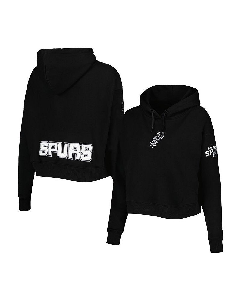 Women's Black San Antonio Spurs Classic Fleece Cropped Pullover Hoodie Black $45.04 Sweatshirts