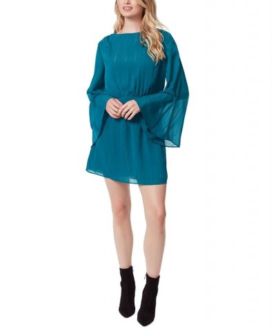 Women's Amella Slit-Sleeve Boat-Neck Dress Blue $23.87 Dresses