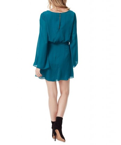 Women's Amella Slit-Sleeve Boat-Neck Dress Blue $23.87 Dresses