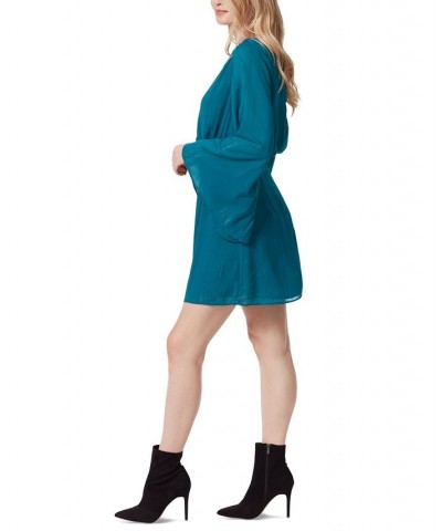 Women's Amella Slit-Sleeve Boat-Neck Dress Blue $23.87 Dresses