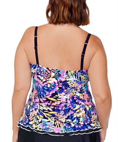 Plus Size Printed Mariposa Lettuce-Edge Underwire Bandini Swim Top Waterfall Garden Multi $31.19 Swimsuits