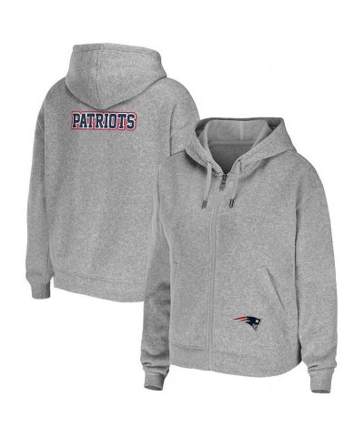 Women's Heather Gray New England Patriots Plus Size Full-Zip Hoodie Gray $51.29 Sweatshirts