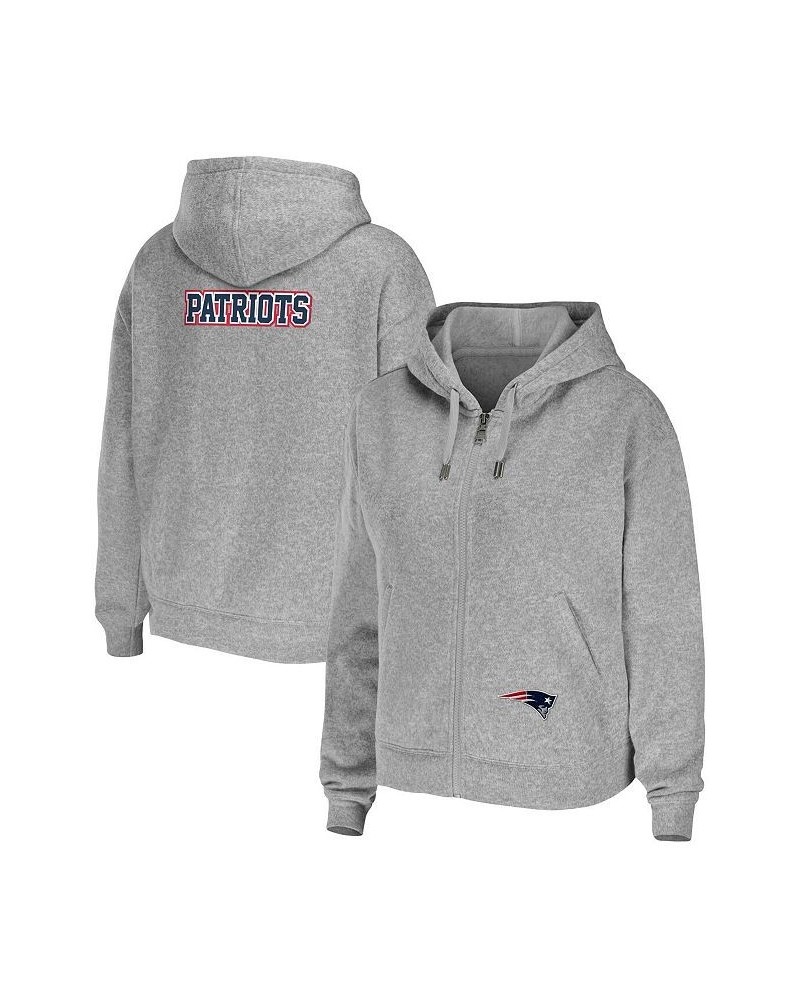 Women's Heather Gray New England Patriots Plus Size Full-Zip Hoodie Gray $51.29 Sweatshirts