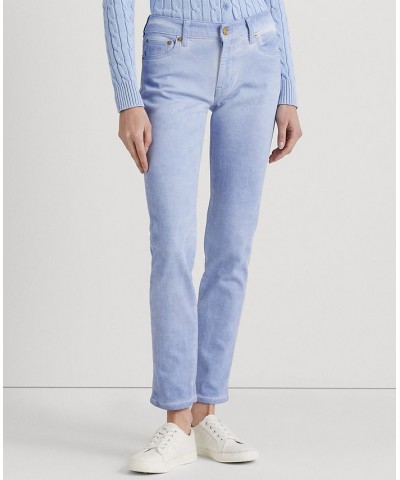 Petite Mid-Rise Straight Ankle Jeans Blue $65.10 Jeans