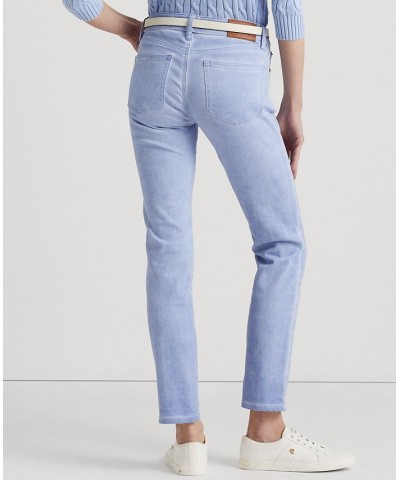 Petite Mid-Rise Straight Ankle Jeans Blue $65.10 Jeans