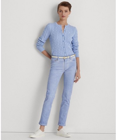 Petite Mid-Rise Straight Ankle Jeans Blue $65.10 Jeans