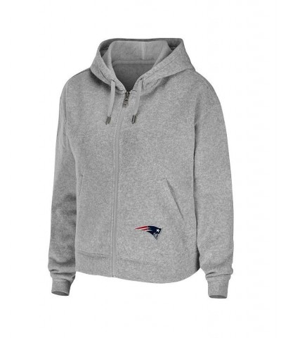 Women's Heather Gray New England Patriots Plus Size Full-Zip Hoodie Gray $51.29 Sweatshirts