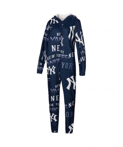 Women's Navy New York Yankees Windfall Union Full-Zip Pajama Suit Navy $32.90 Pajama